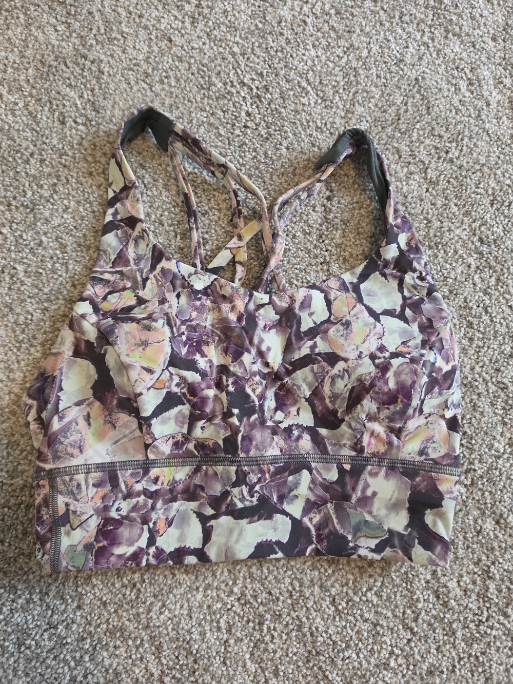 lululemon athletica Purple Floral Print Strappy Sports Bra